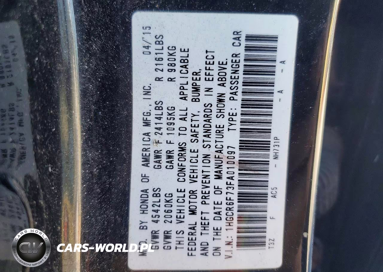 2015 Honda Accord Touring Hybrid VIN:1HGCR6F73FA010097 - 12