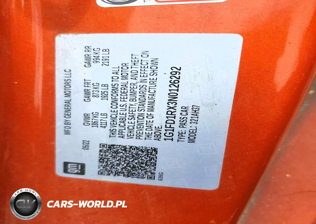 2022 Chevrolet Camaro Lt VIN:1G1FD1RX3N0126292 - 12