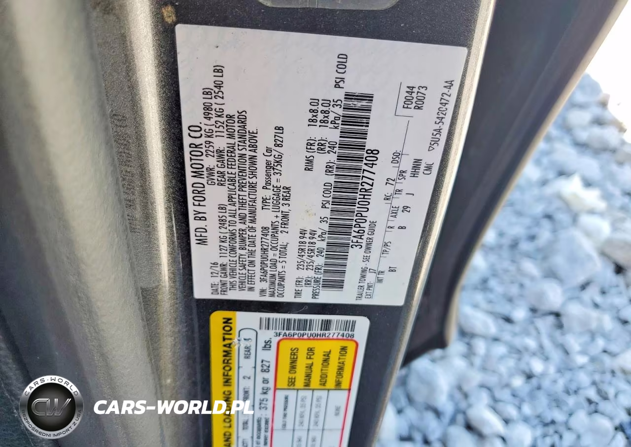 2017 Ford Fusion Se Phev VIN:3FA6P0PU0HR277408 - 12