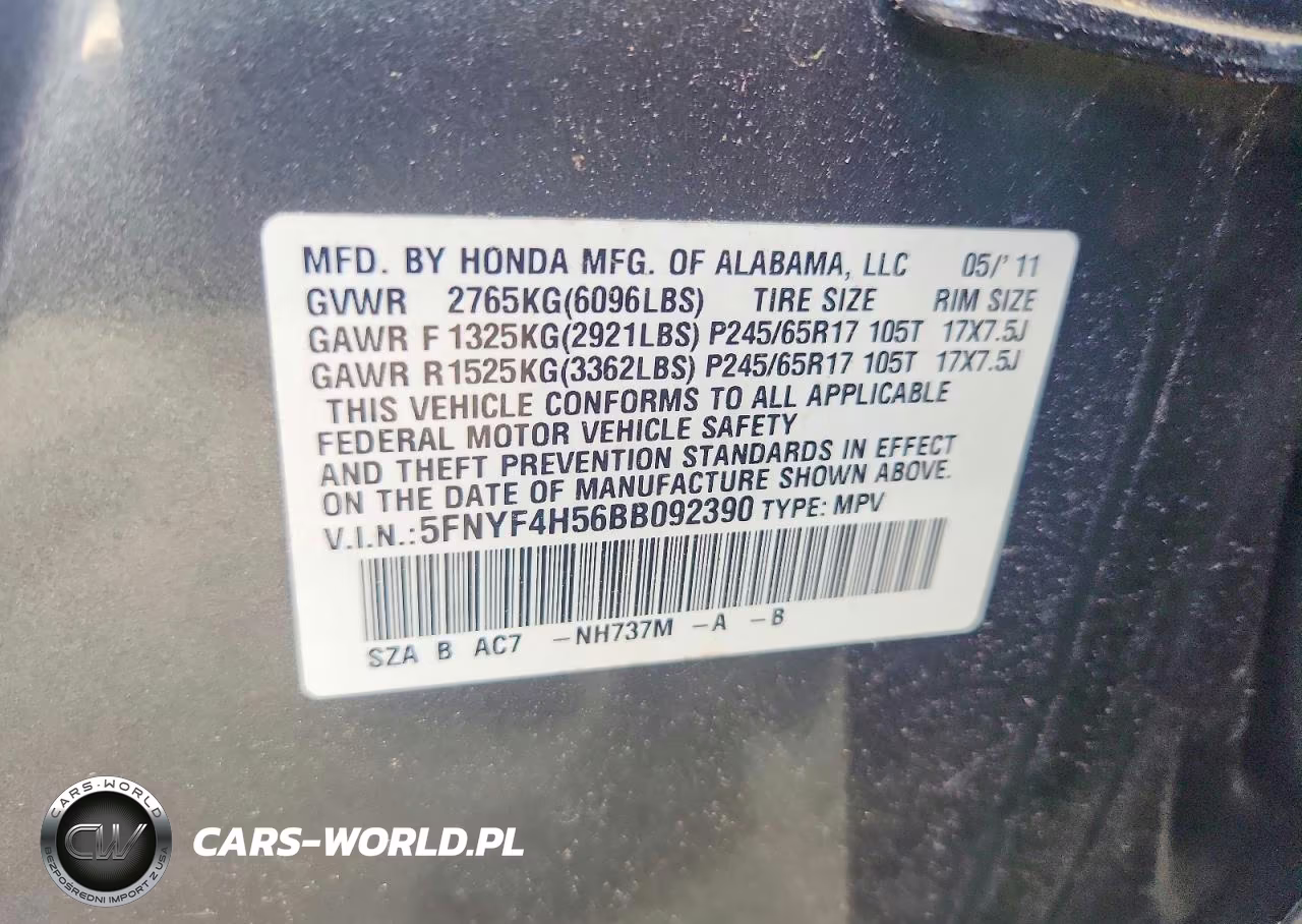 2011 Honda Pilot Exl VIN:5FNYF4H56BB092390 - 13
