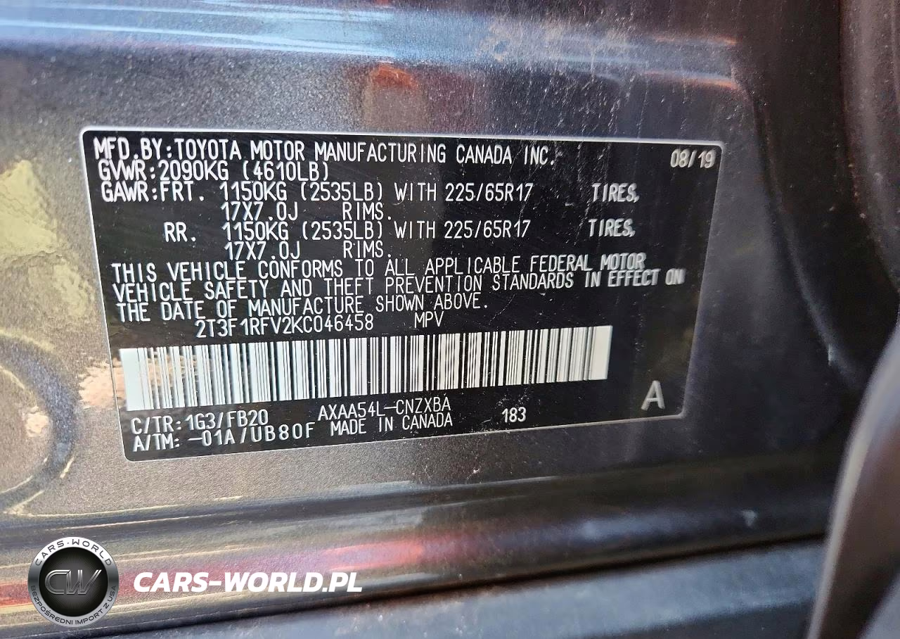 2019 Toyota Rav4 Le VIN:2T3F1RFV2KC046458 - 13