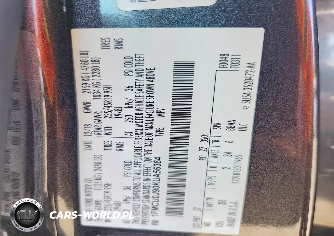 2019 Ford Escape Titanium VIN:1FMCU0J90KUA56364 - 13