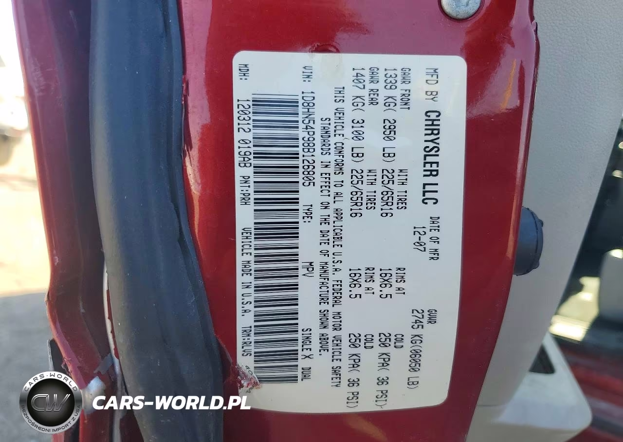 2008 Dodge Grand Caravan Sxt VIN:1D8HN54P98B126805 - 13