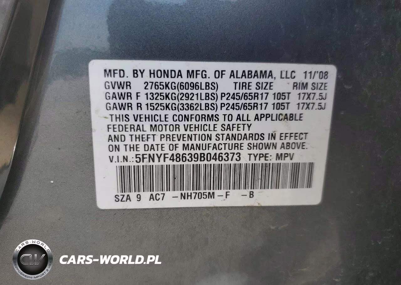 2009 Honda Pilot Exl VIN:5FNYF48639B046373 - 13