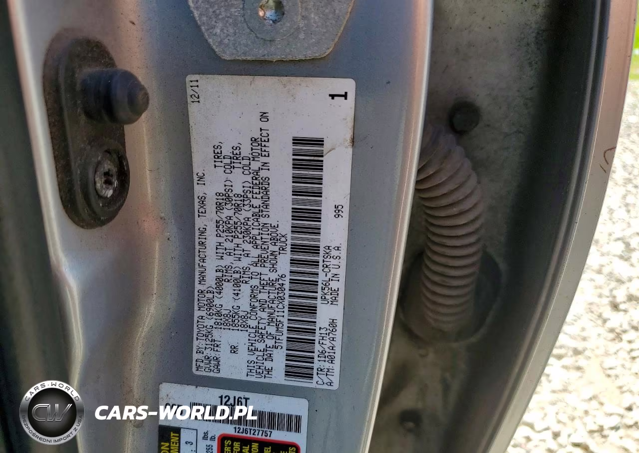 2012 Toyota Tundra Double Cab Sr5 VIN:5TFUM5F11CX030476 - 12