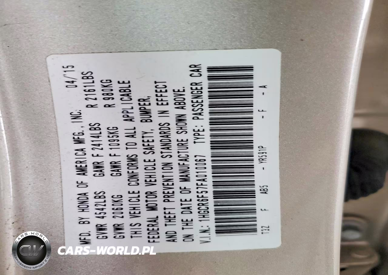 2015 Honda Accord Hybrid Exl VIN:1HGCR6F57FA010067 - 12