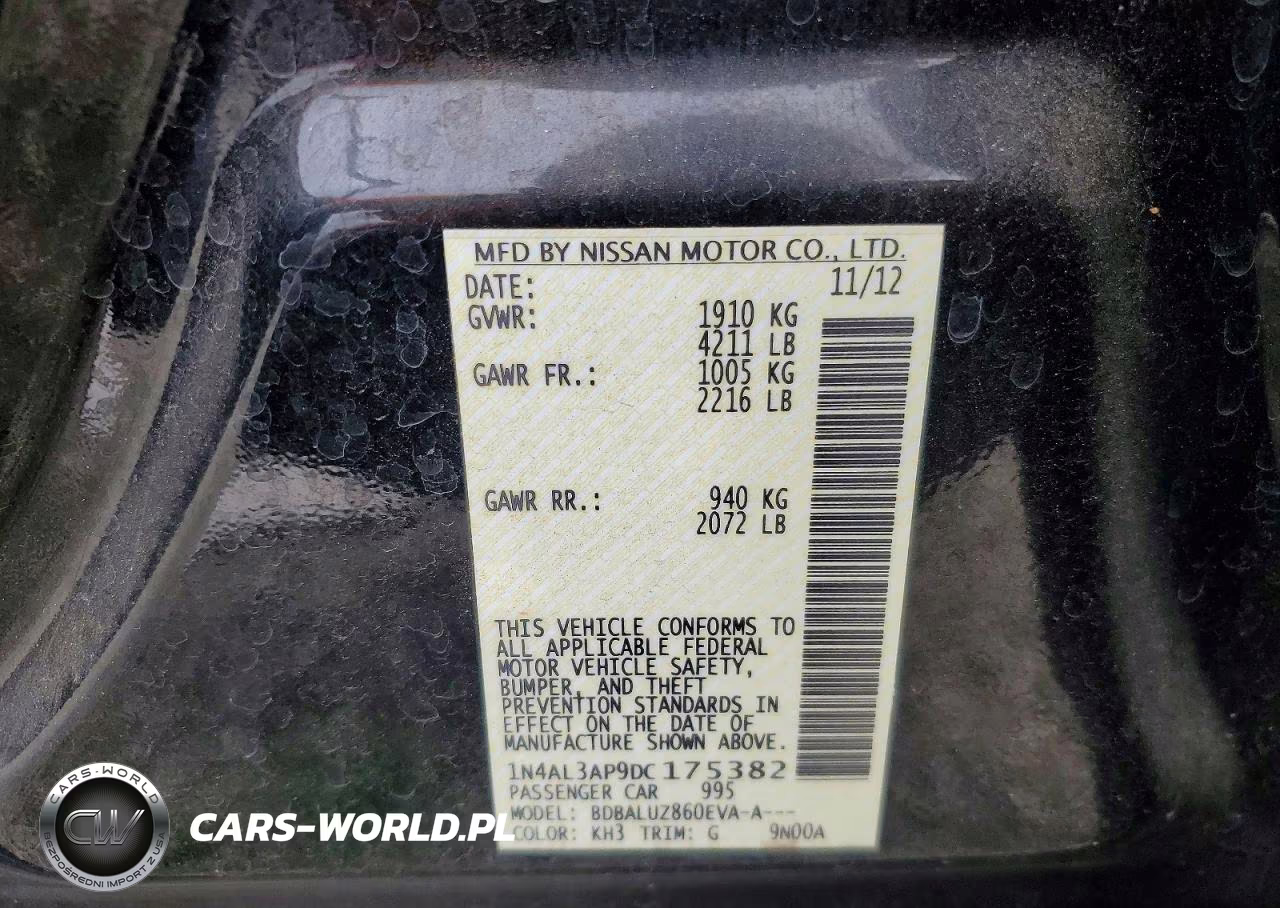 2013 Nissan Altima 2.5 VIN:1N4AL3AP9DC175382 - 12