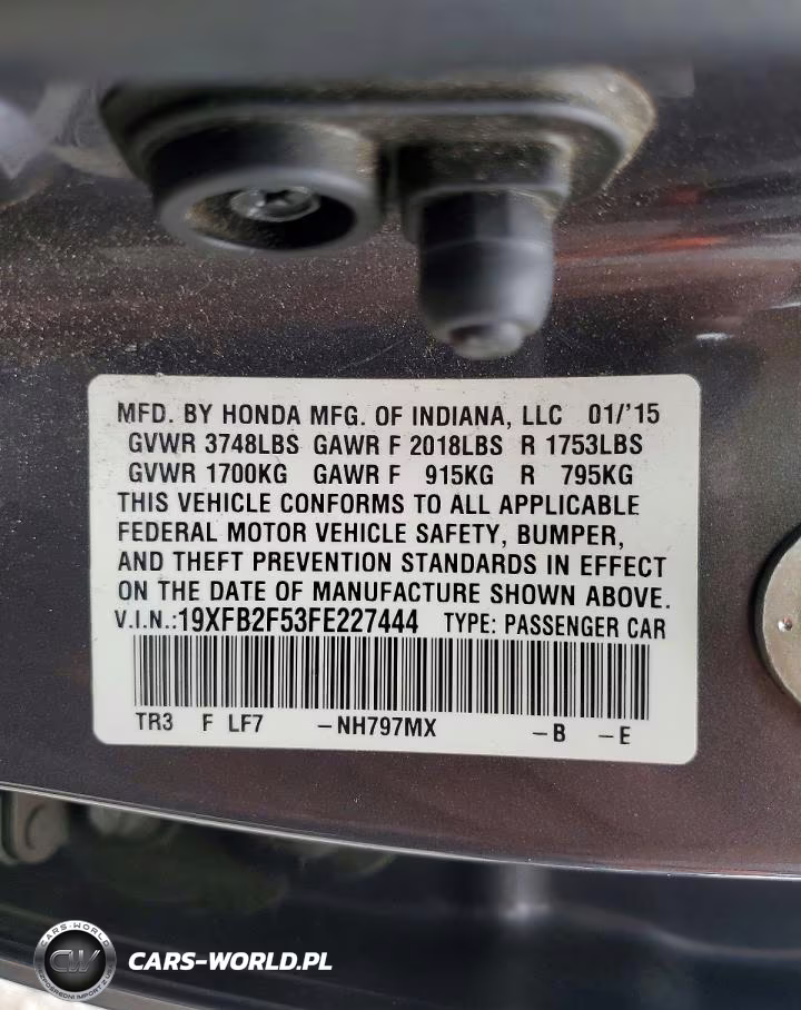 2015 Honda Civic Lx VIN:19XFB2F53FE227444 - 12