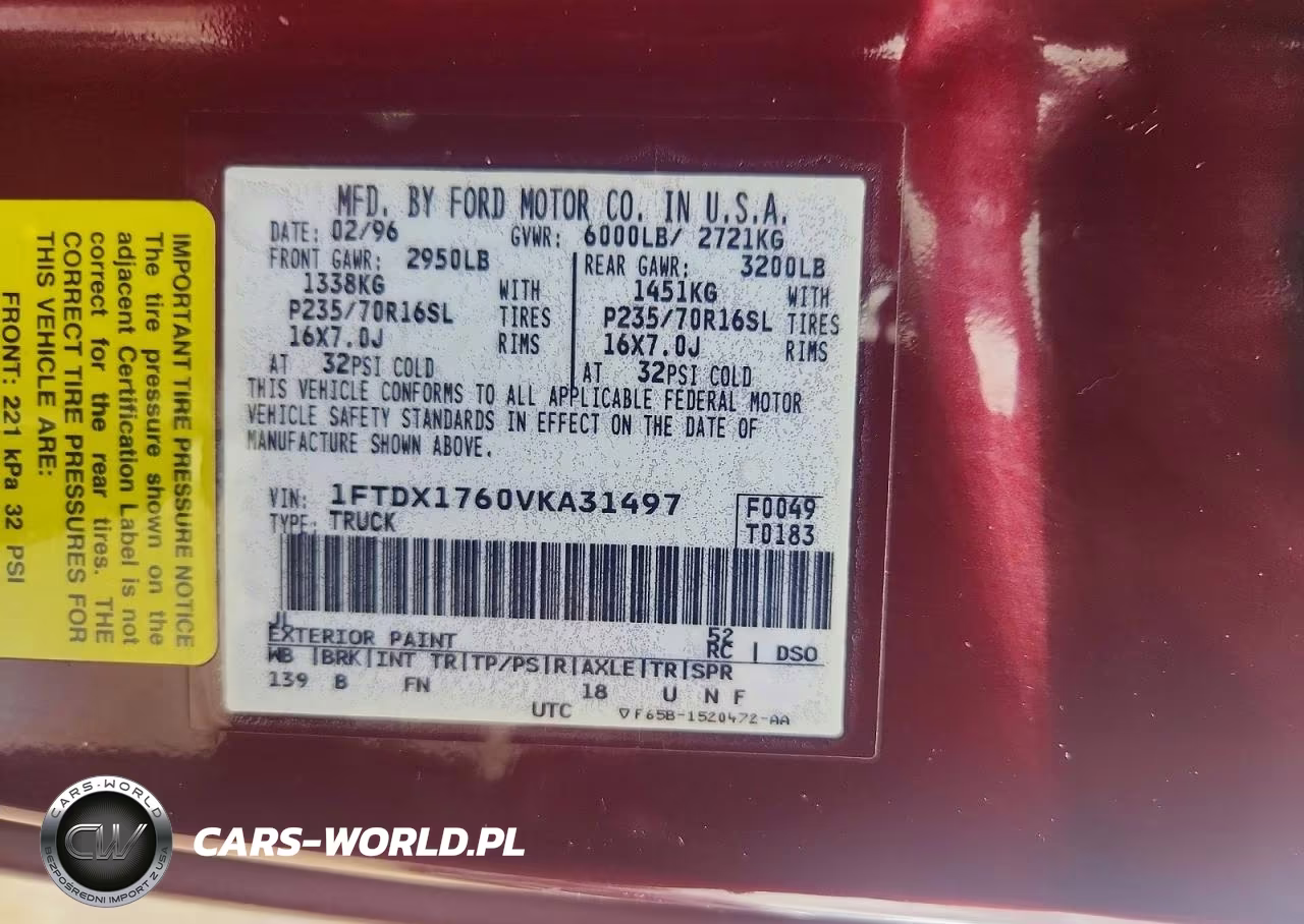 1997 Ford F150 VIN:1FTDX1760VKA31497 - 12