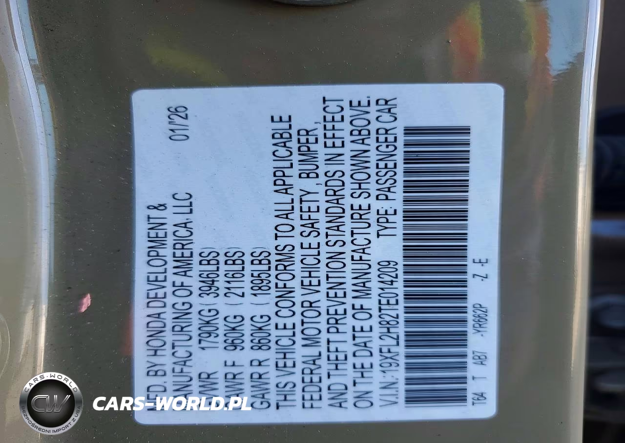 2026 Honda Civic Sport VIN:19XFL2H82TE014209 - 13