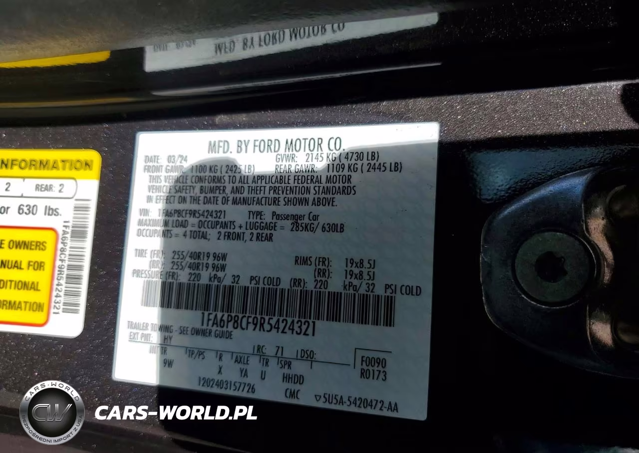 2024 Ford Mustang Gt VIN:1FA6P8CF9R5424321 - 12