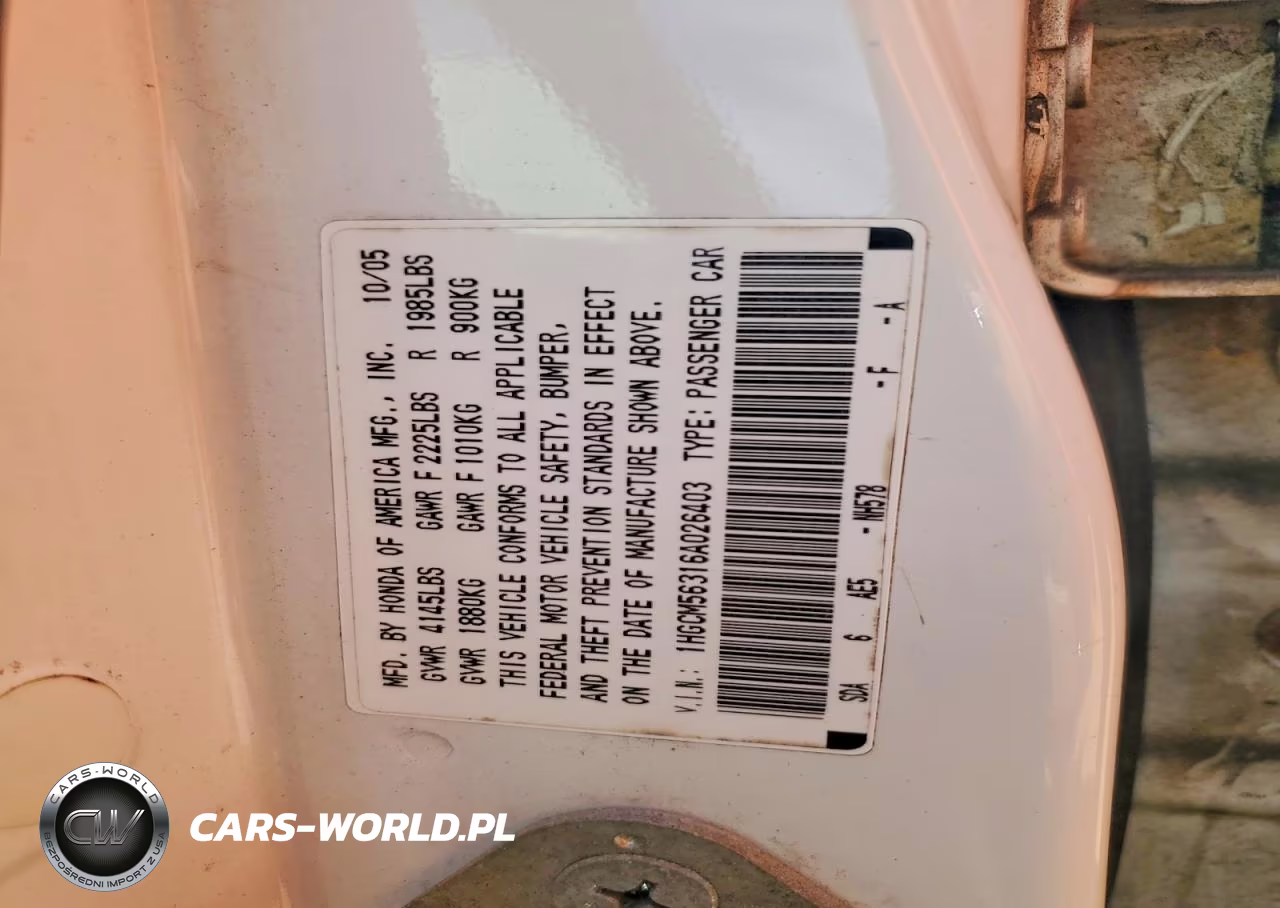 2006 Honda Accord Se VIN:1HGCM56316A026403 - 12