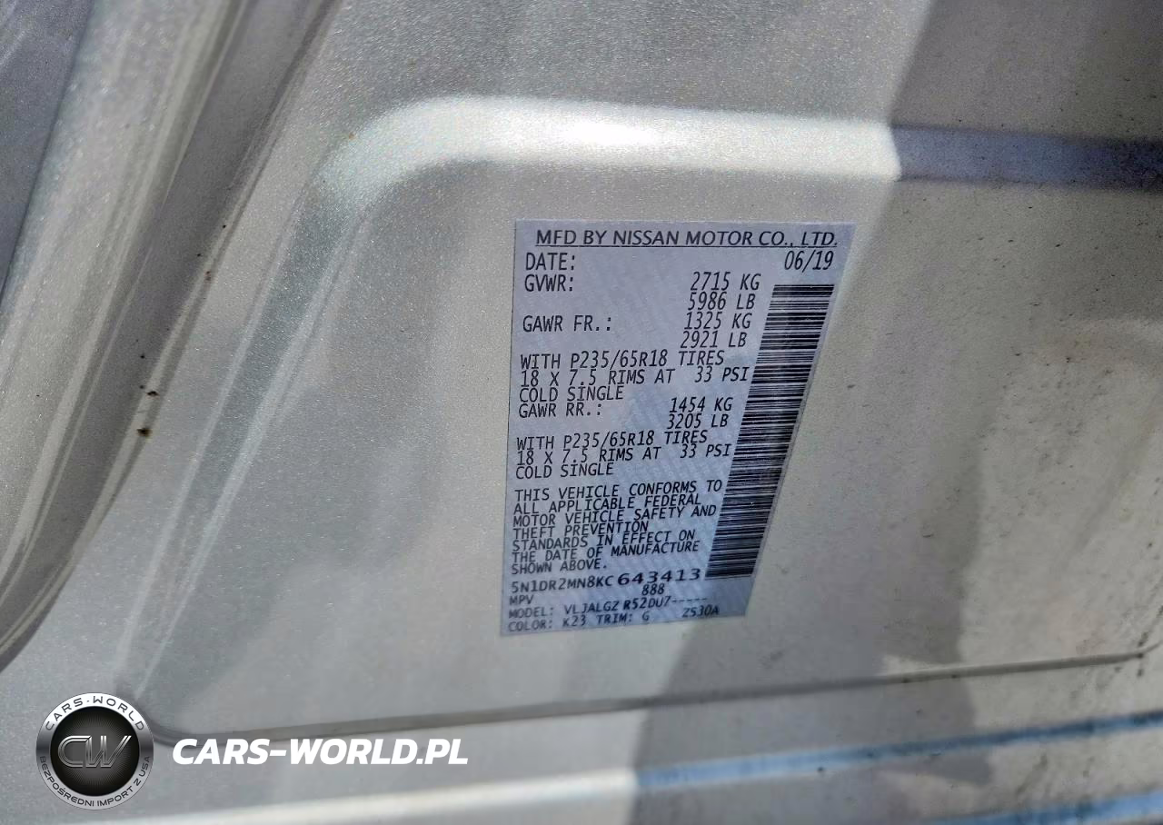 2019 Nissan Pathfinder Sl VIN:5N1DR2MN8KC643413 - 12