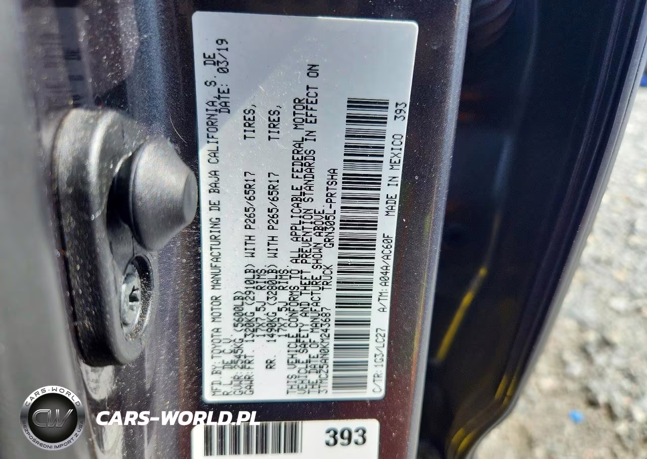 2019 Toyota Tacoma Trd Sport VIN:3TMCZ5AN0KM243687 - 12