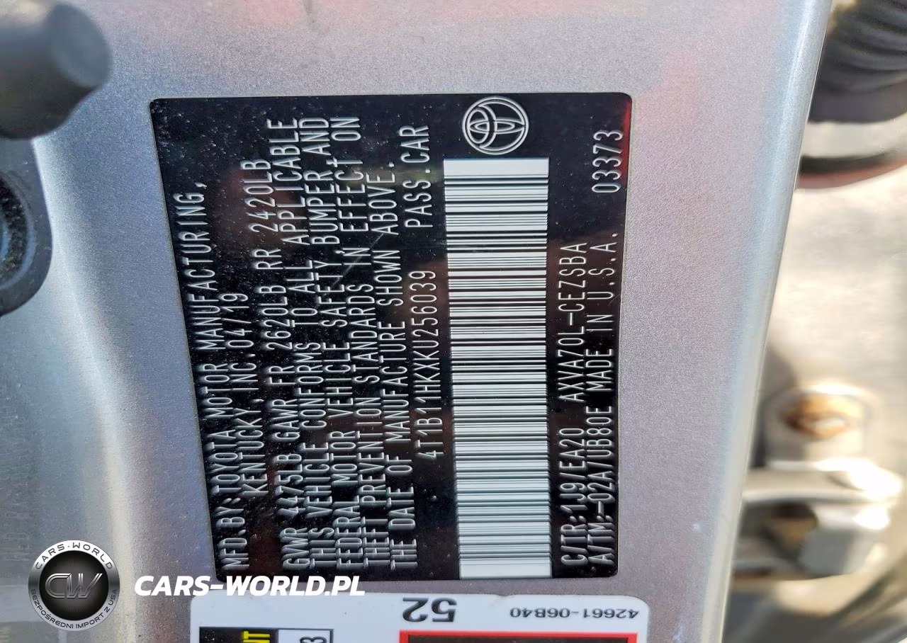 2019 Toyota Camry Se VIN:4T1B11HKXKU256039 - 12
