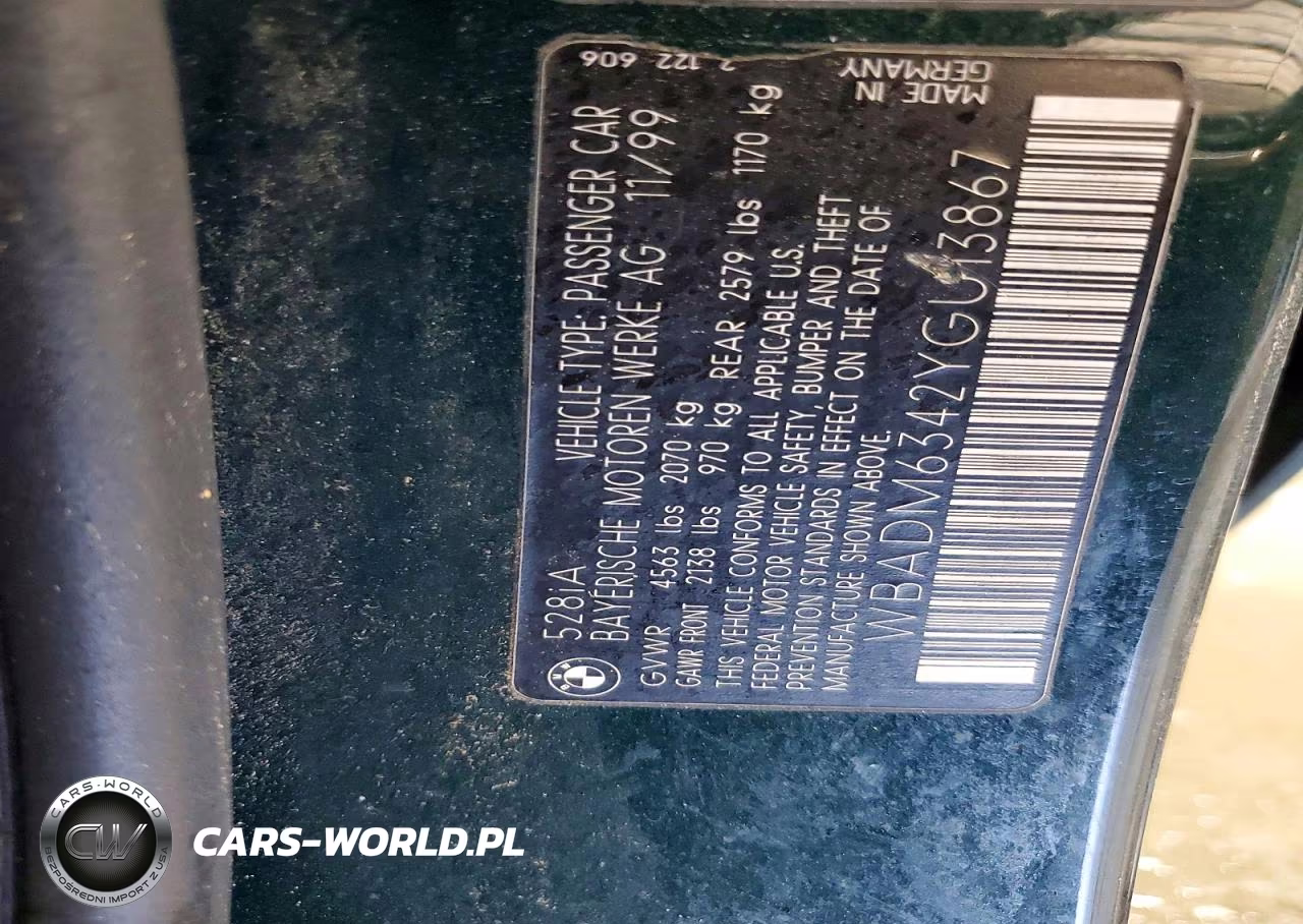 2000 BMW 528 I Automatic VIN:WBADM6342YGU13867 - 13