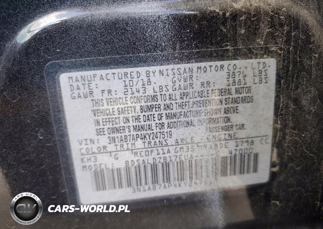 2019 Nissan Sentra S VIN:3N1AB7AP4KY247519 - 12