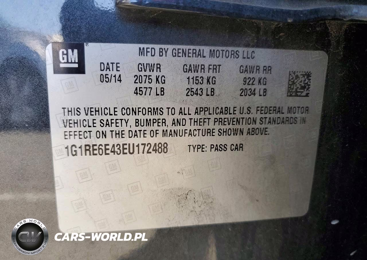 2014 Chevrolet Volt VIN:1G1RE6E43EU172488 - 12
