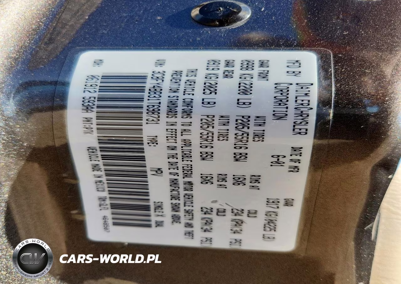 2001 Chrysler Pt Cruiser VIN:3C8FY4BB31T698731 - 12