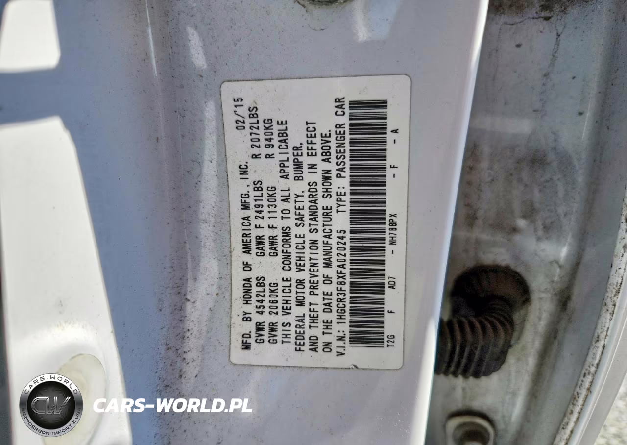 2015 Honda Accord Exl VIN:1HGCR3F8XFA020245 - 12