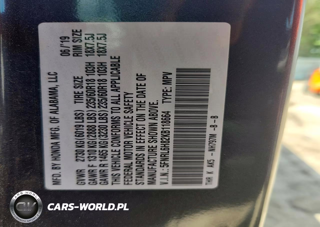 2019 Honda Odyssey Touring VIN:5FNRL6H82KB118664 - 14