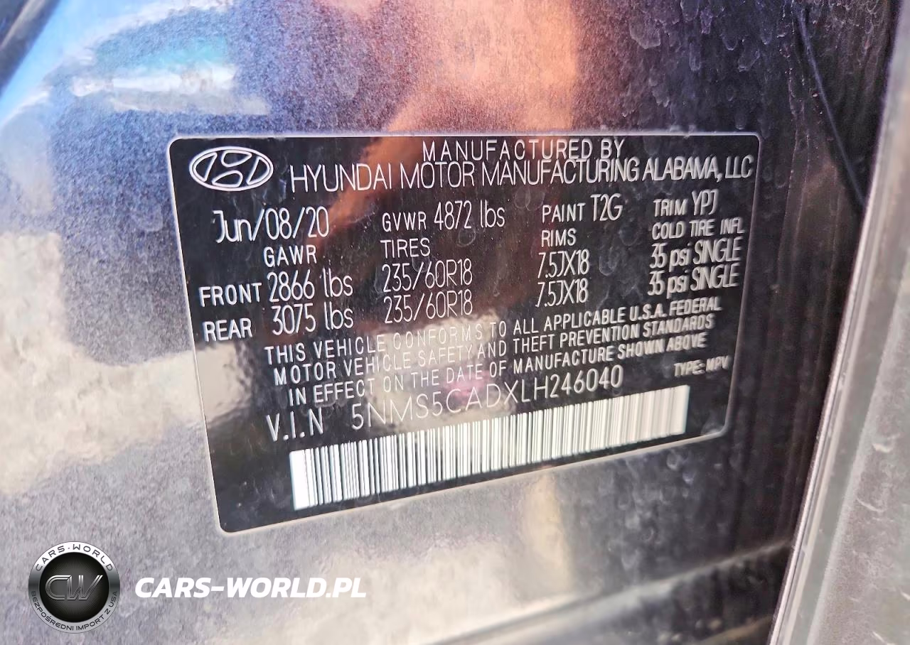 2020 Hyundai Santa Fe Limited VIN:5NMS5CADXLH246040 - 13