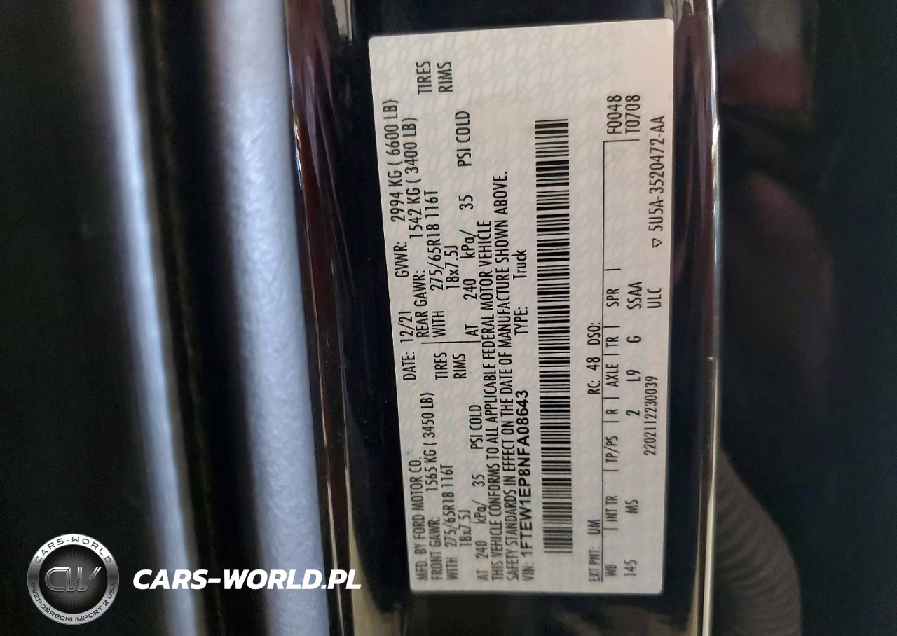 2022 Ford F150 Supercrew VIN:1FTEW1EP8NFA08643 - 12