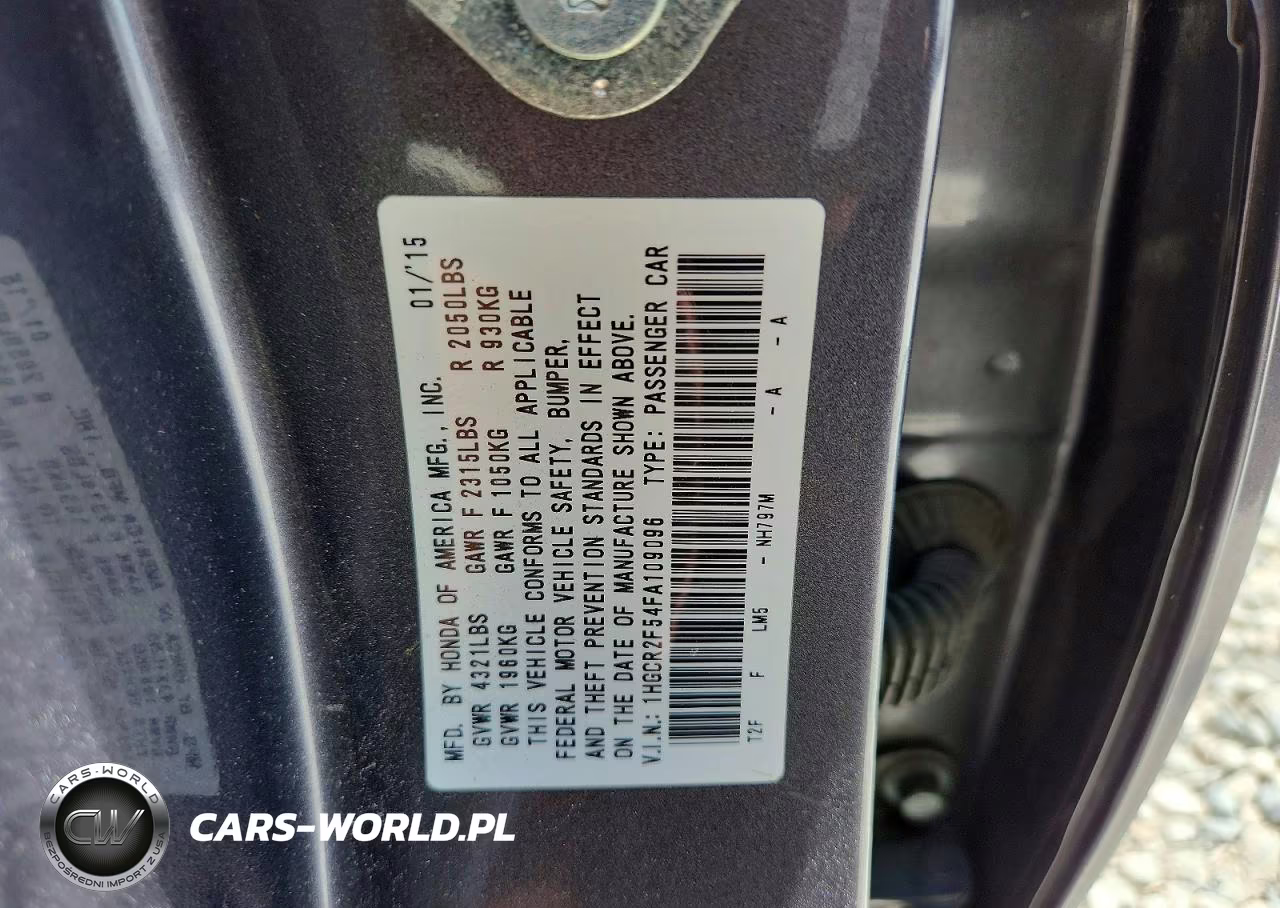 2015 Honda Accord Sport VIN:1HGCR2F54FA109096 - 12