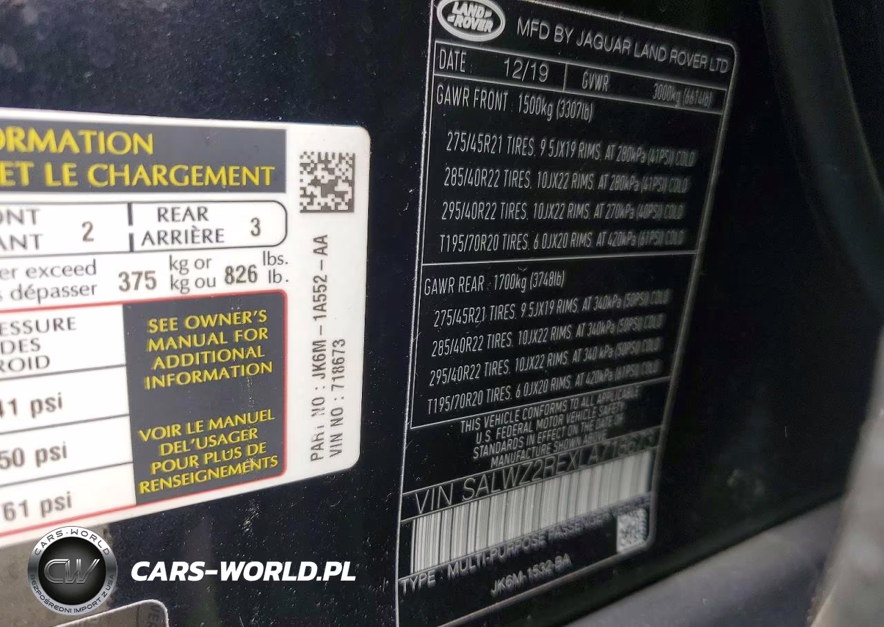 2020 Land Rover Range Rover Sport Svr VIN:SALWZ2REXLA718673 - 14