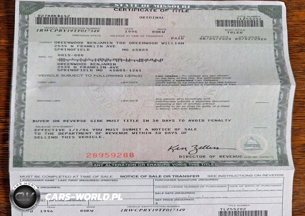 1996 Rockwood Trailers - Camper VIN:1RWCPRY19TF017349 - 2