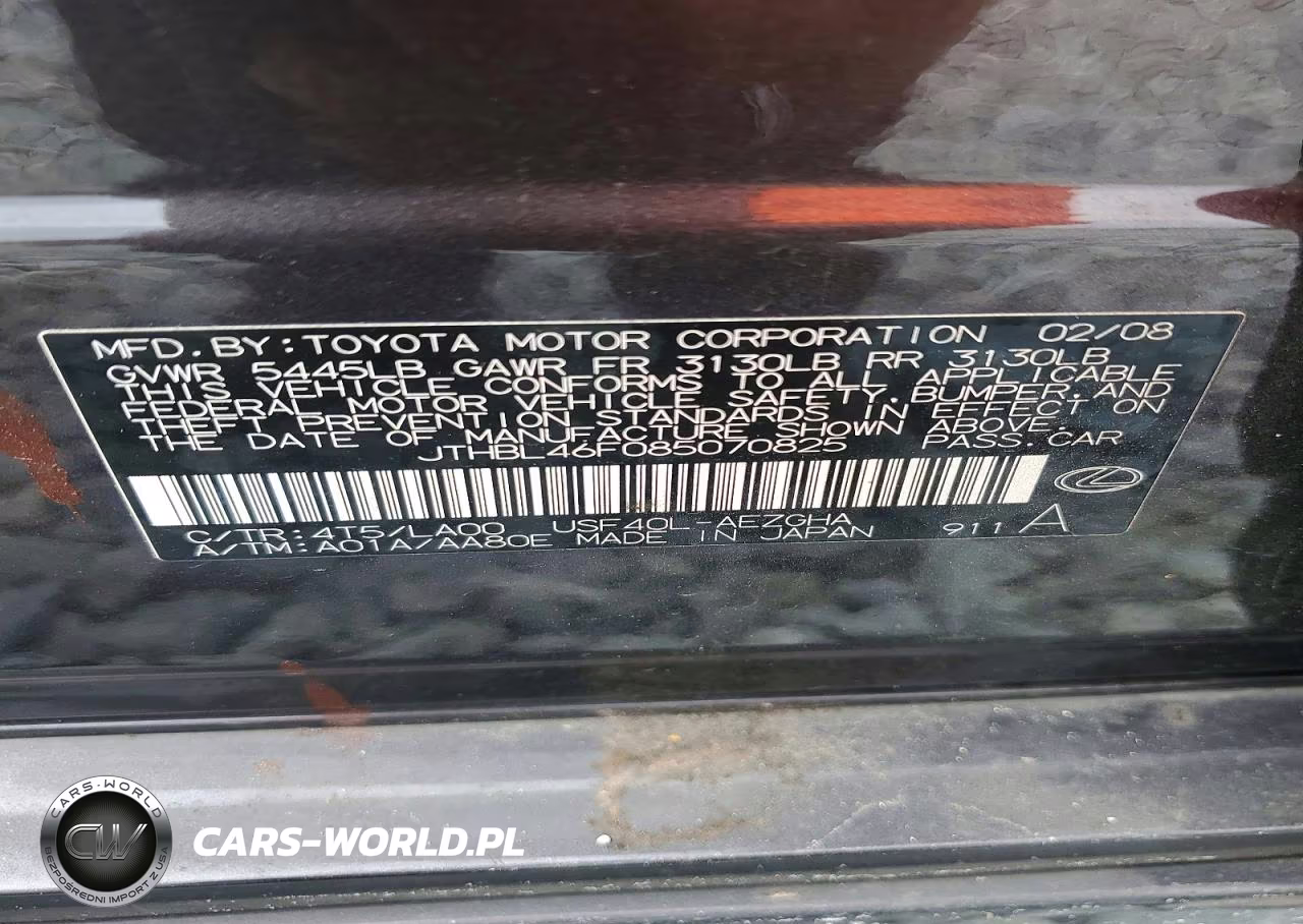 2008 Lexus Ls 460 VIN:JTHBL46F085070825 - 12