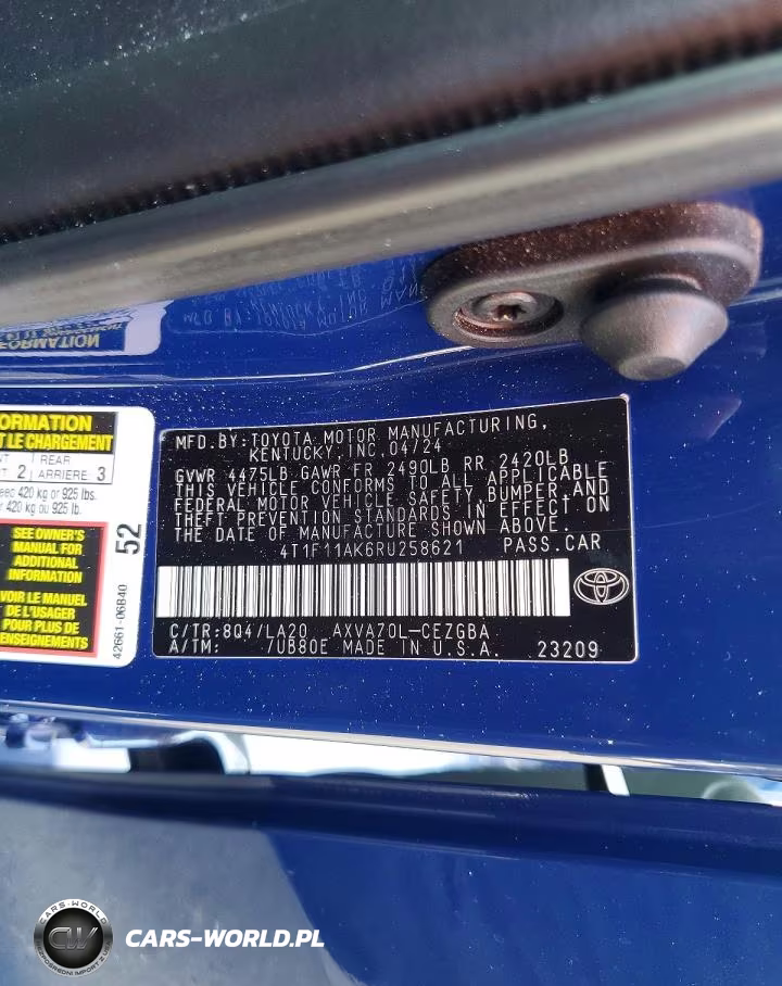 2024 Toyota Camry Xle VIN:4T1F11AK6RU258621 - 12