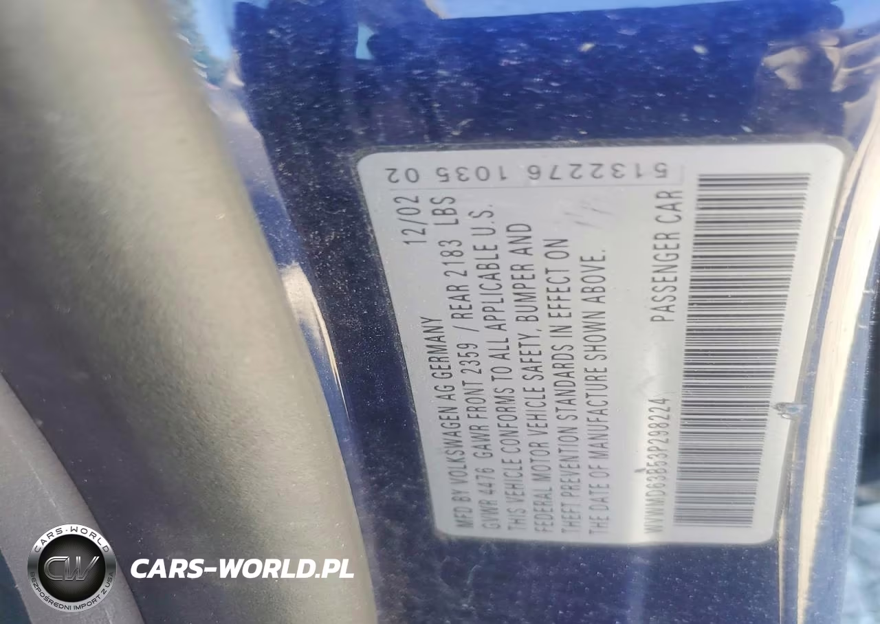 2003 Volkswagen Passat Gl VIN:WVWMD63B53P298224 - 12