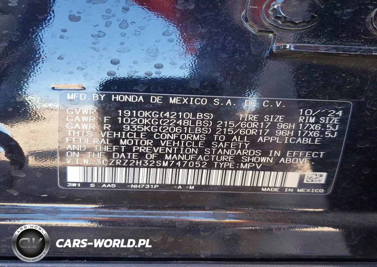 2025 Honda Hr-V Lx VIN:3CZRZ2H32SM747052 - 13