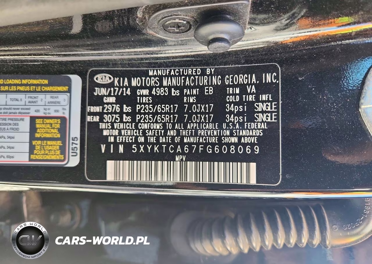 2015 Kia Sorento Lx VIN:5XYKTCA67FG608069 - 14
