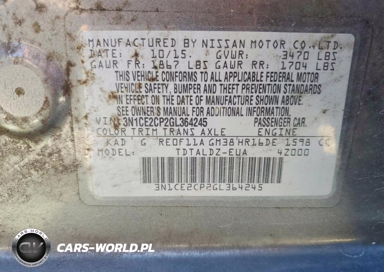 2016 Nissan Versa Note Sv VIN:3N1CE2CP2GL364245 - 12