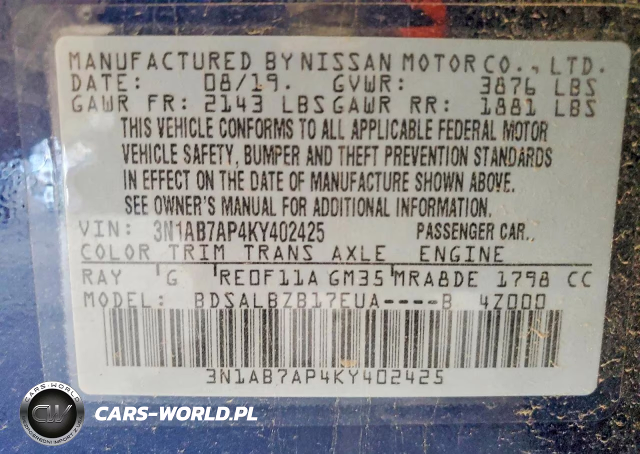 2019 Nissan Sentra S VIN:3N1AB7AP4KY402425 - 12