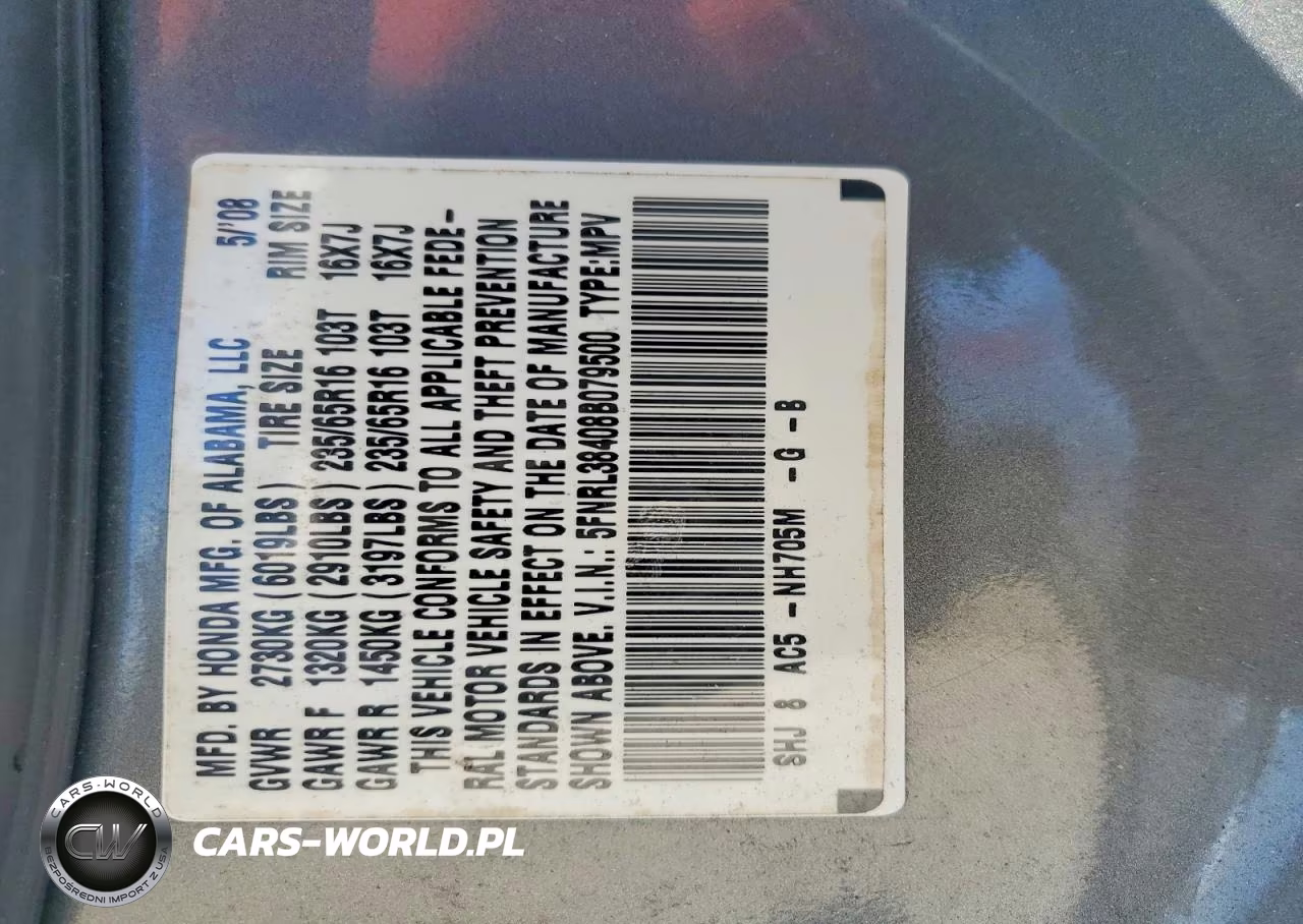 2008 Honda Odyssey Ex VIN:5FNRL38408B079500 - 14