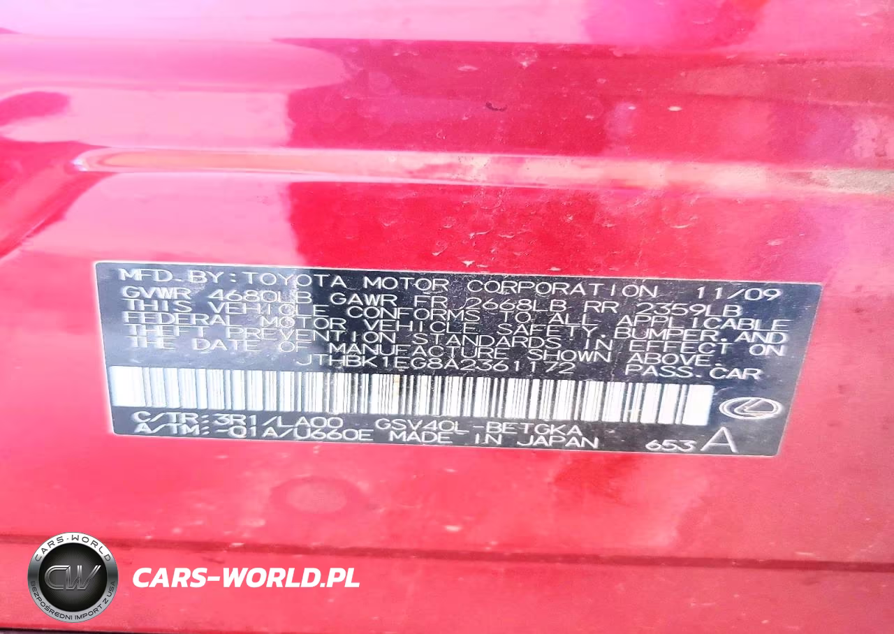 2010 Lexus Es 350 VIN:JTHBK1EG8A2361172 - 12