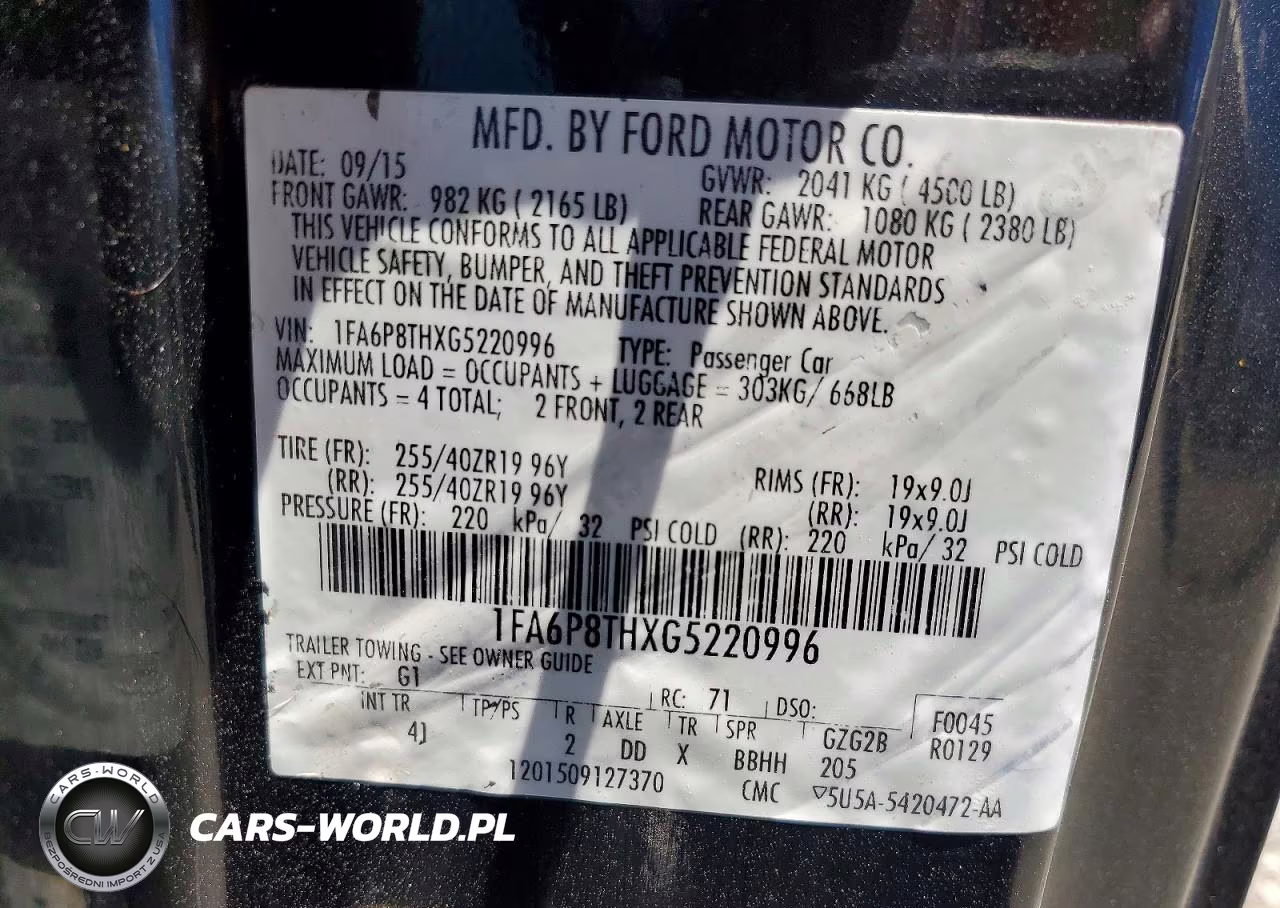 2016 Ford Mustang VIN:1FA6P8THXG5220996 - 12