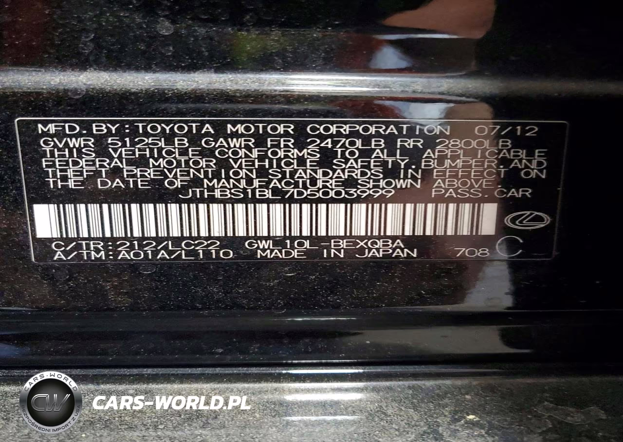 2013 Lexus Gs 450H VIN:JTHBS1BL7D5003999 - 12