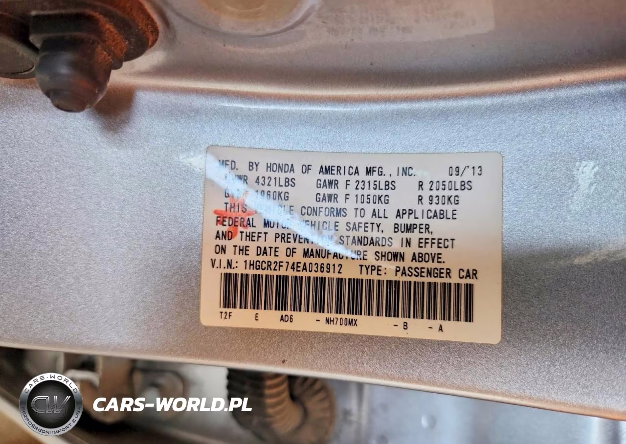 2014 Honda Accord VIN:1HGCR2F74EA036912 - 12