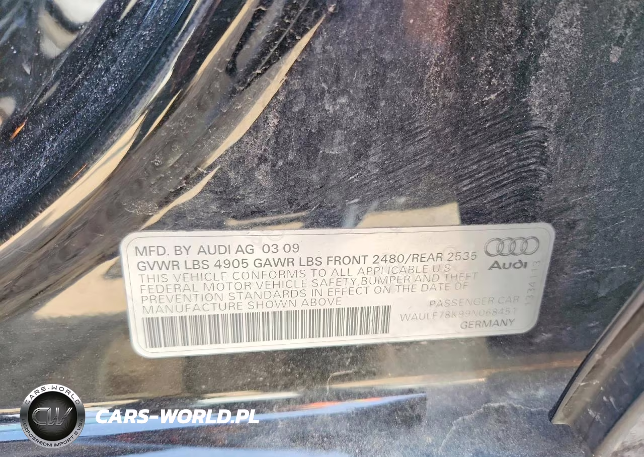 2009 Audi A4 2.0T Quattro VIN:WAULF78K99N068451 - 12