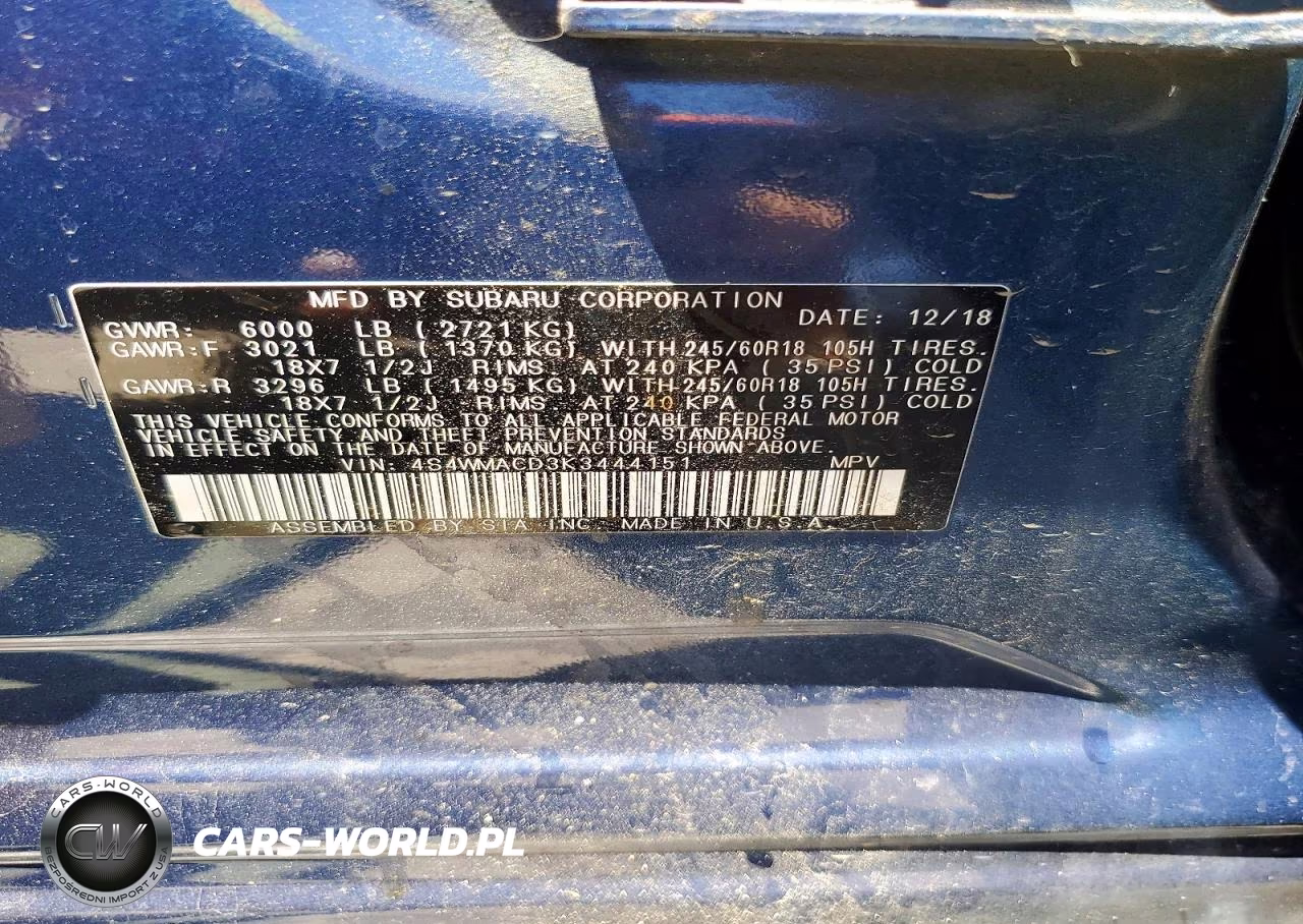 2019 Subaru Ascent Premium VIN:4S4WMACD3K3444151 - 14