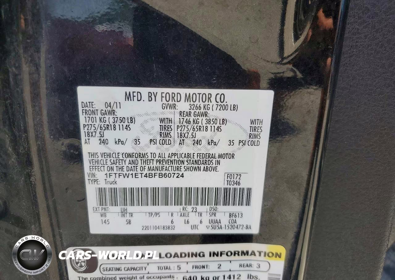 2011 Ford F150 Supercrew VIN:1FTFW1ET4BFB60724 - 12