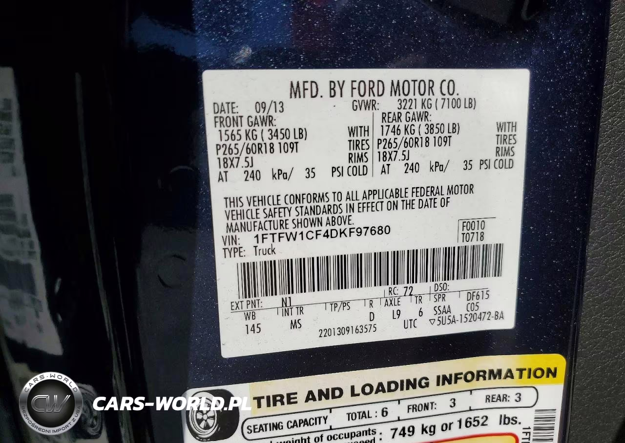 2013 Ford F150 Supercrew VIN:1FTFW1CF4DKF97680 - 12