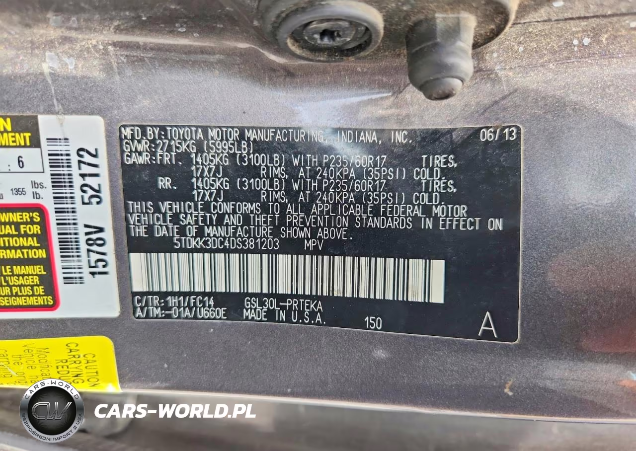 2013 Toyota Sienna Le VIN:5TDKK3DC4DS381203 - 13
