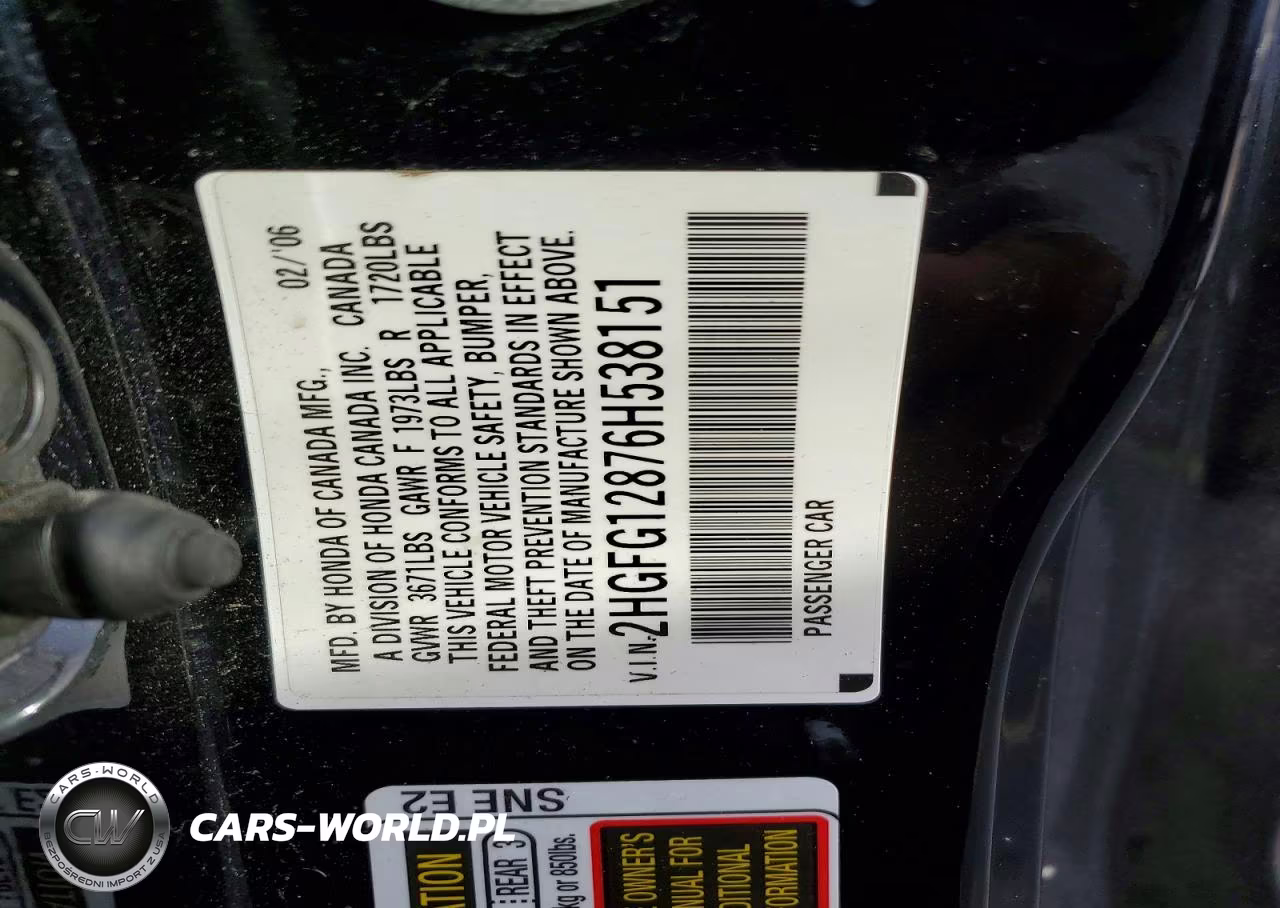 2006 Honda Civic Ex VIN:2HGFG12876H538151 - 13