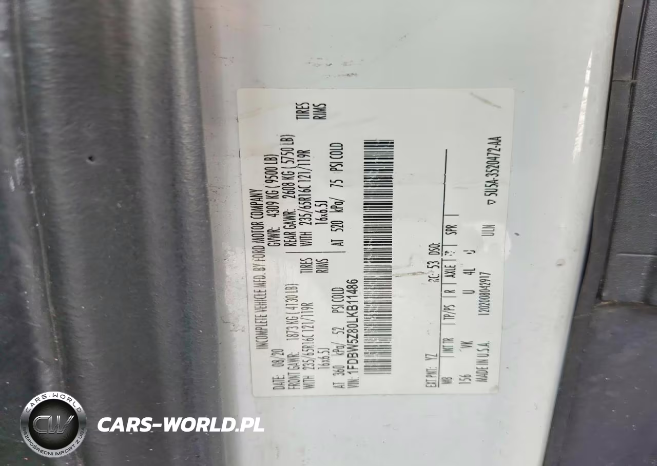 2020 Ford Transit Delivery Truck VIN:1FDBW5Z80LKB11486 - 13