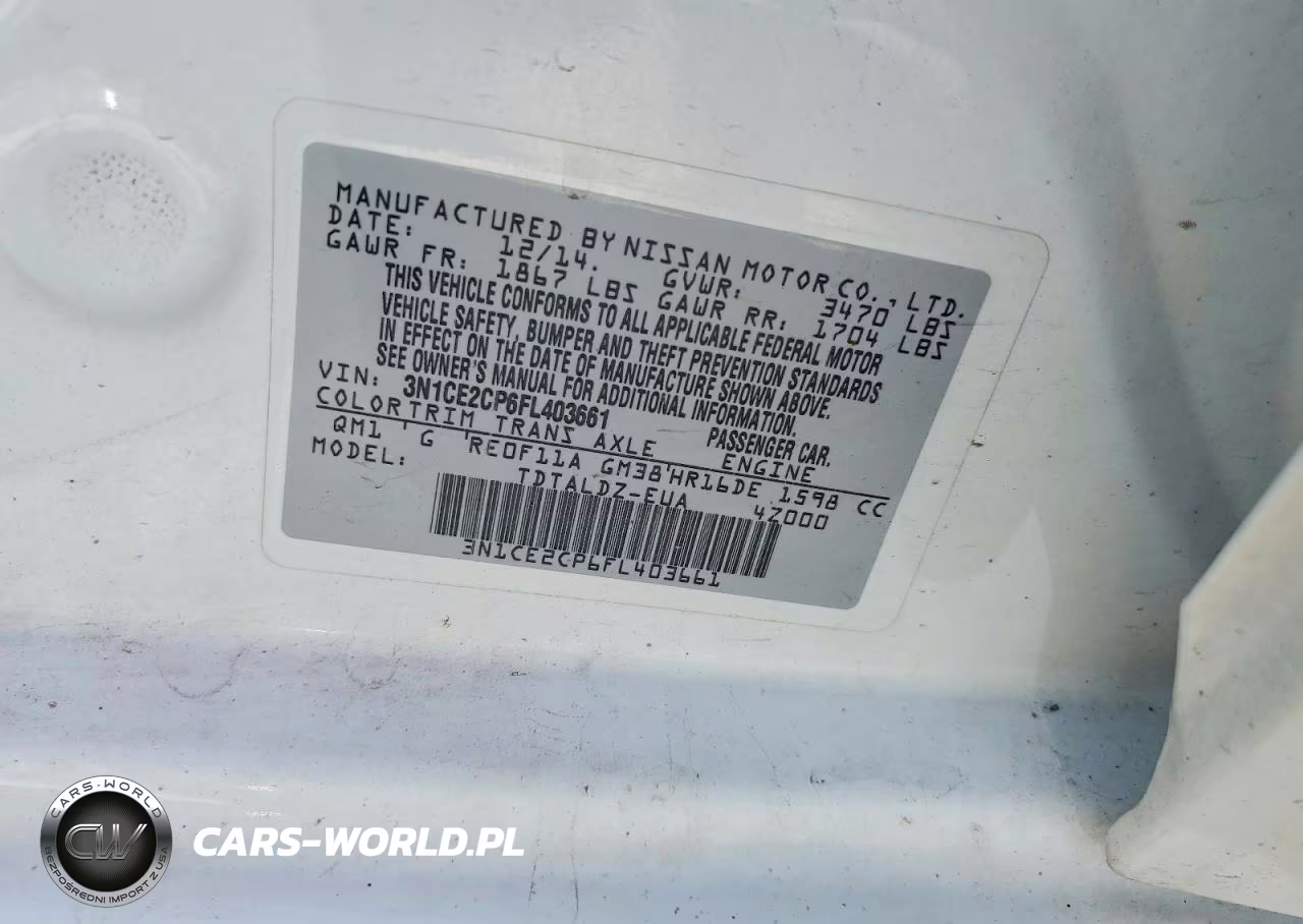 2015 Nissan Versa Note Sv VIN:3N1CE2CP6FL403661 - 12